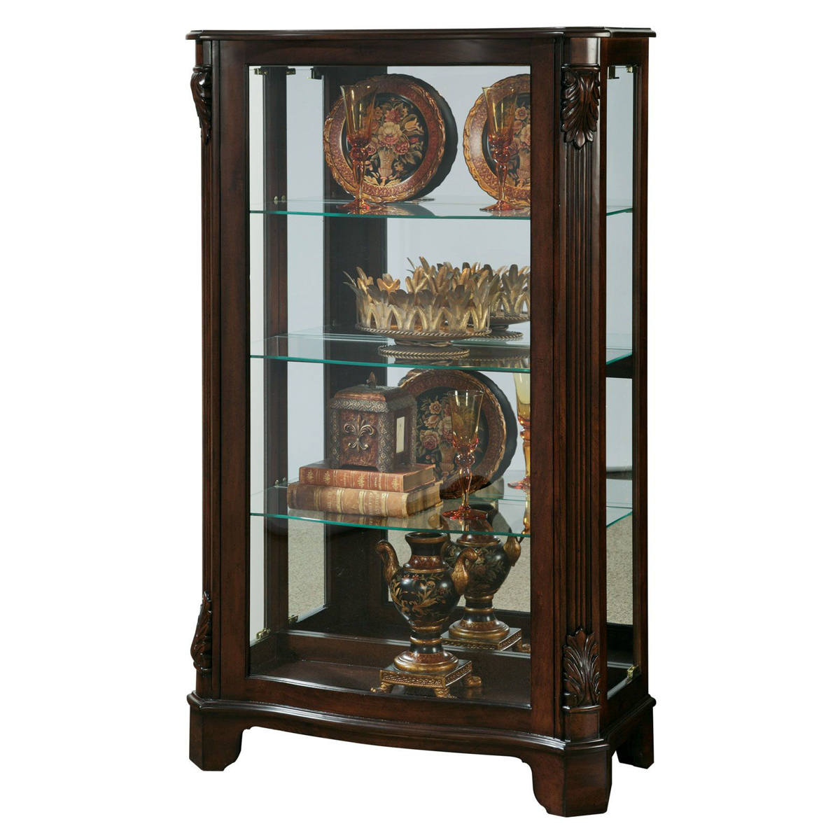 Picture of Cherry Brown Curved Front Curio