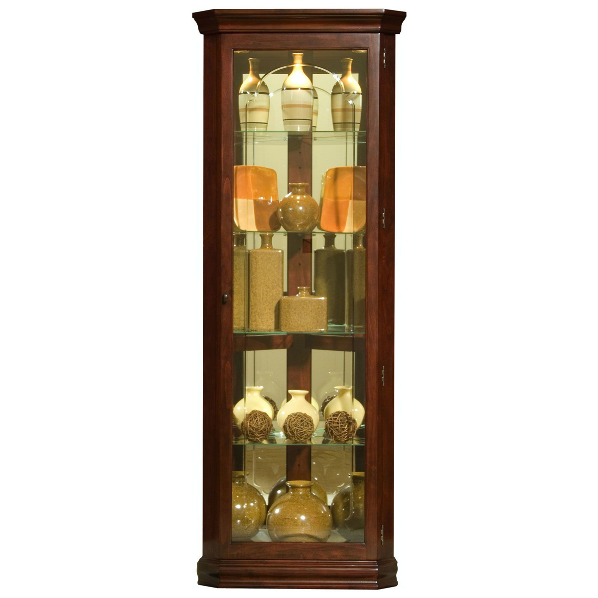 Picture of Cherry Finish Corner Curio Cabinet