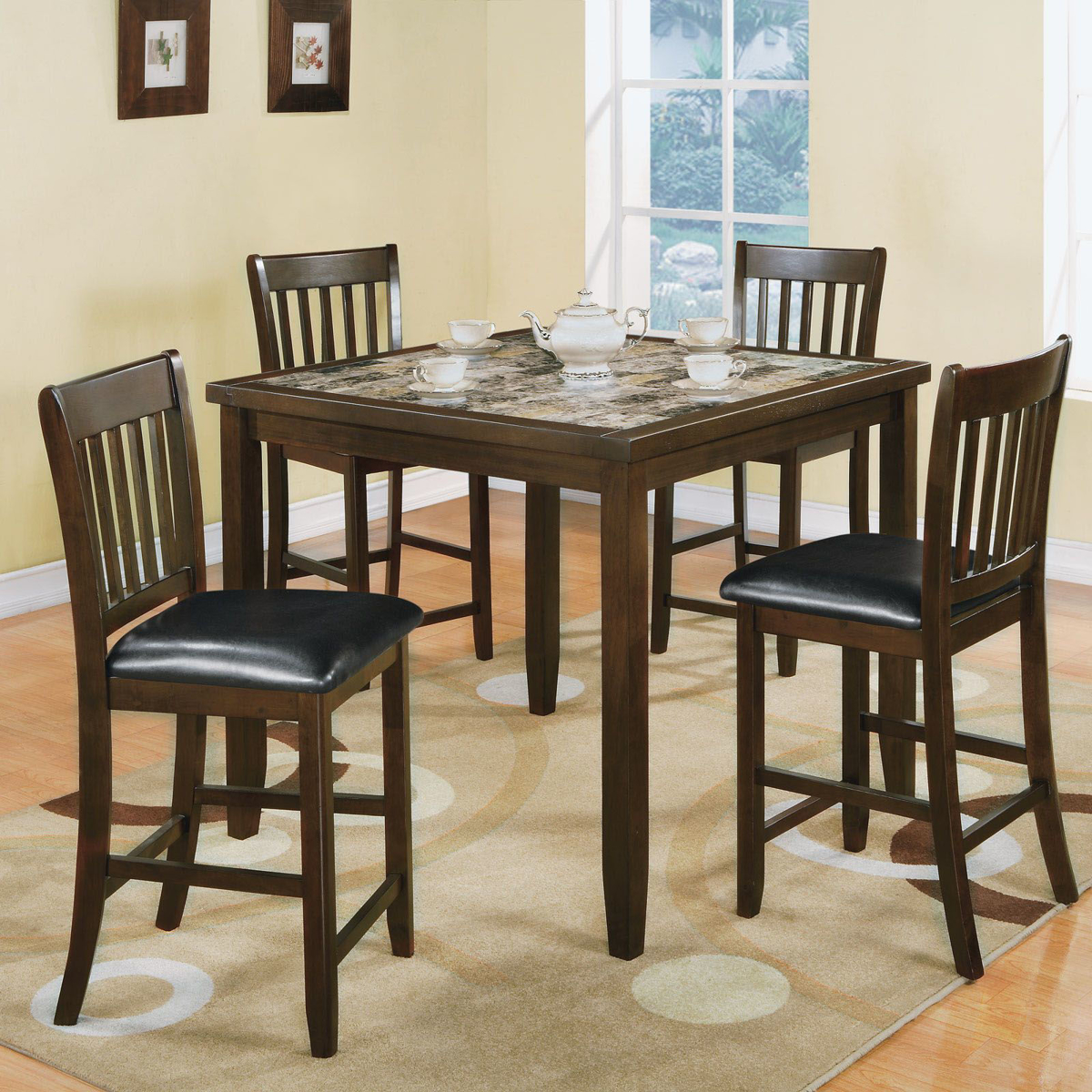 Picture of Espresso Finish Counter Height Table and 4 Side Chairs