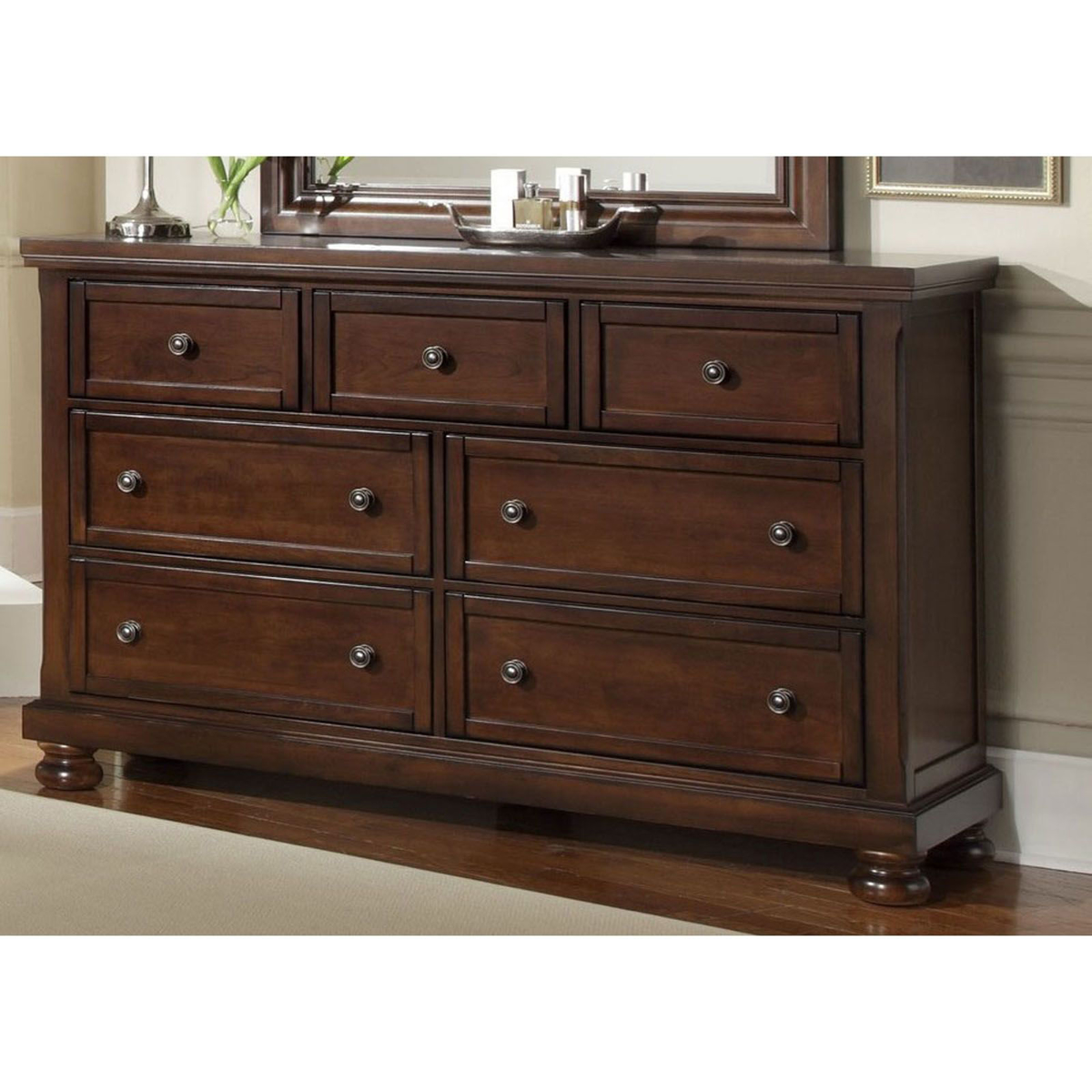 Picture of Dark Cherry Finish Dresser