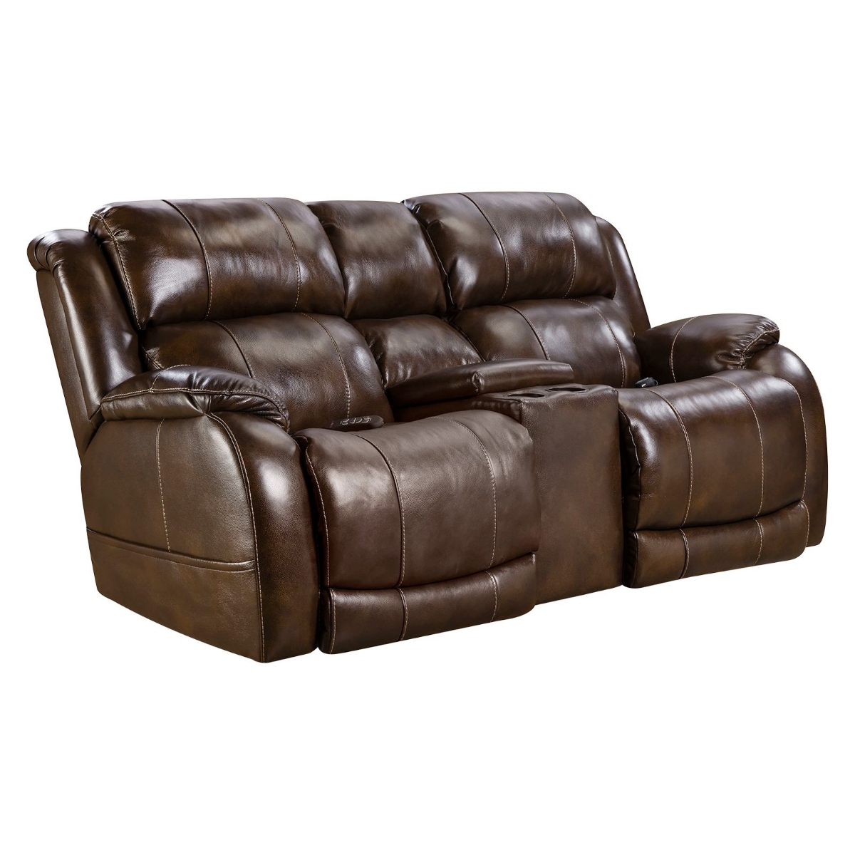 Picture of Leather Walnut Power Console Love Seat