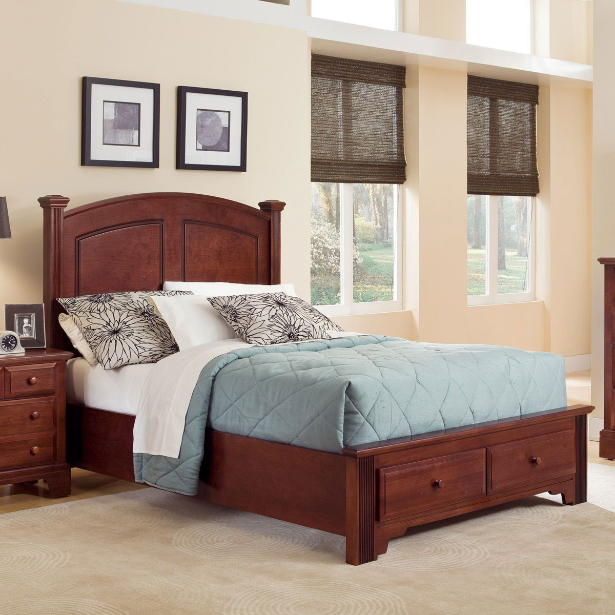 Picture of Cherry Finish Queen Storage Bed