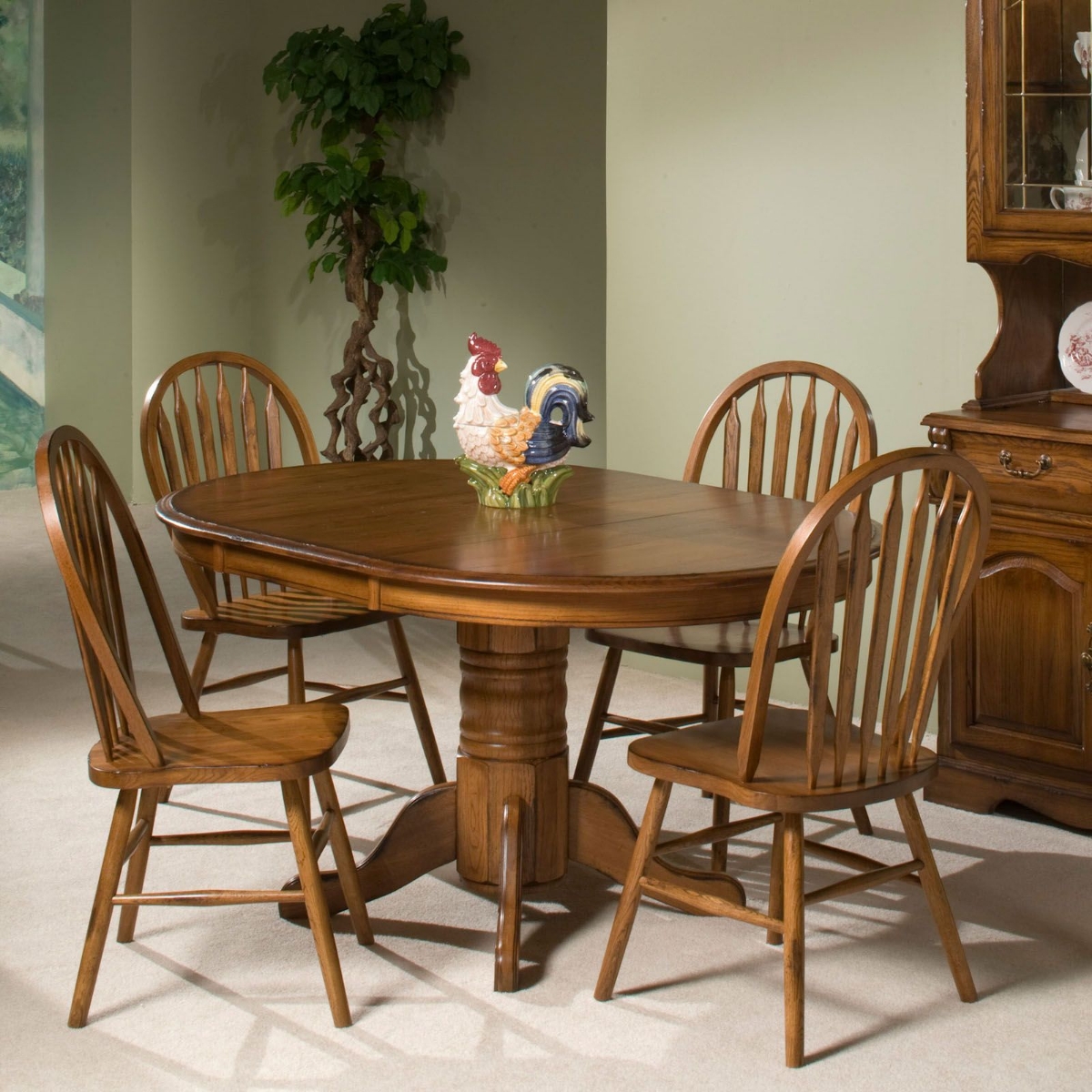 Picture of Solid Oak Table and 4 Side Chairs