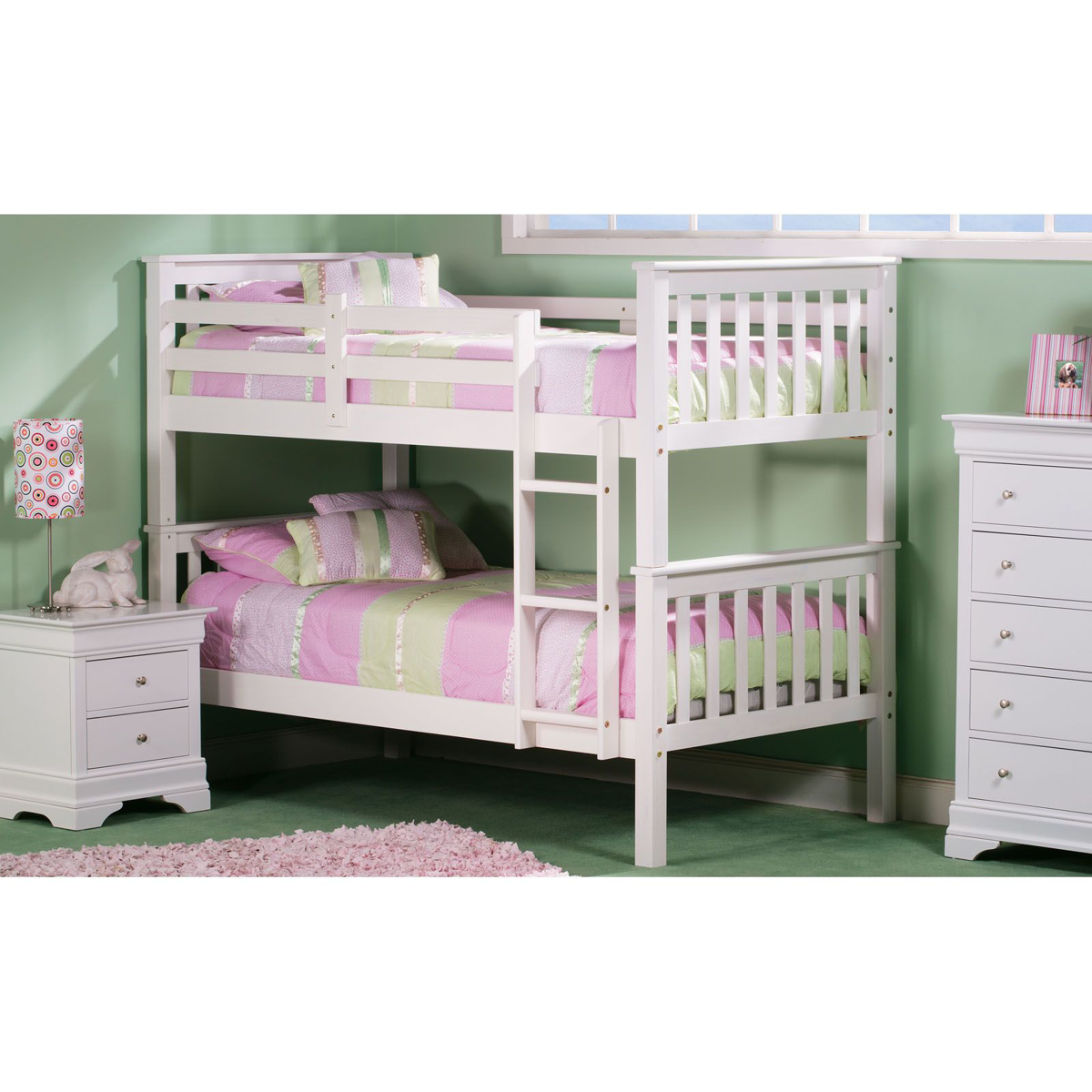 Picture of White Finish Twin Bunk Bed