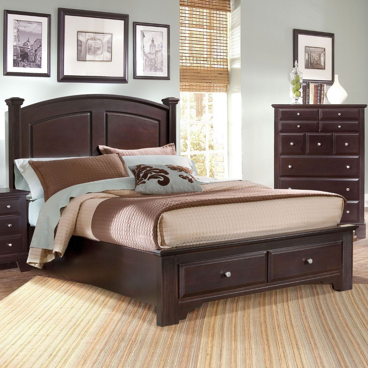 Picture of Merlot Finish Queen Storage Bed