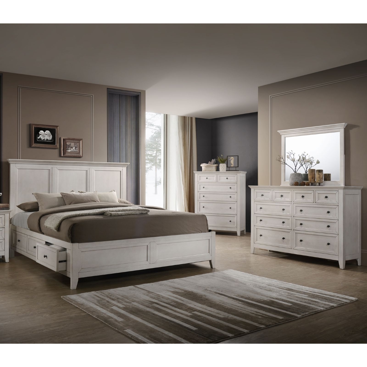 Picture of San Mateo Rustic White 3-Piece Bedroom