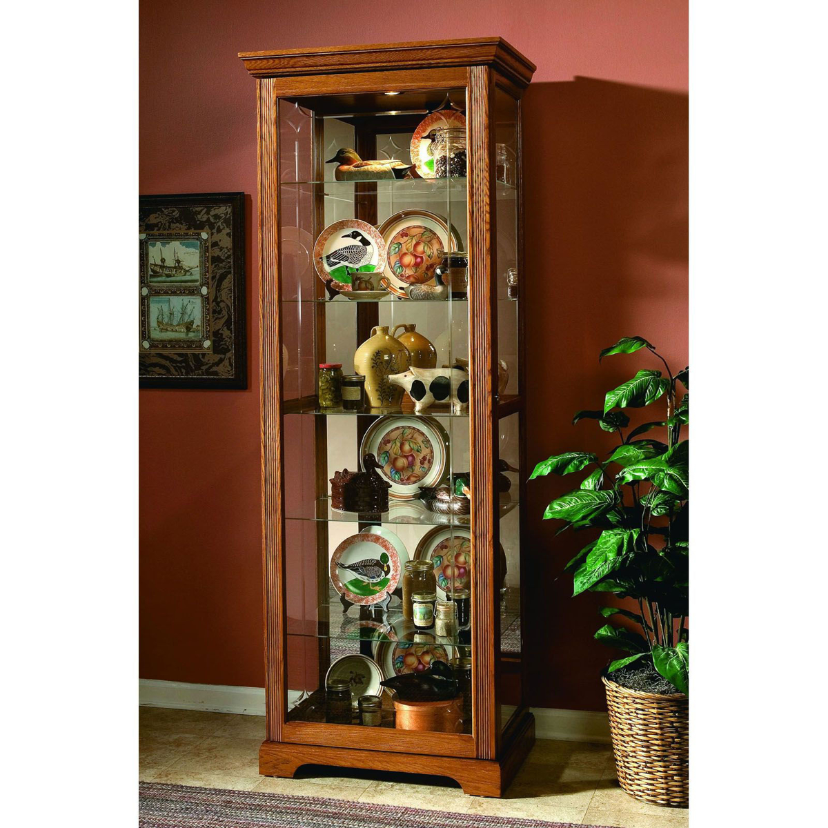 Picture of Oak Finish Curio