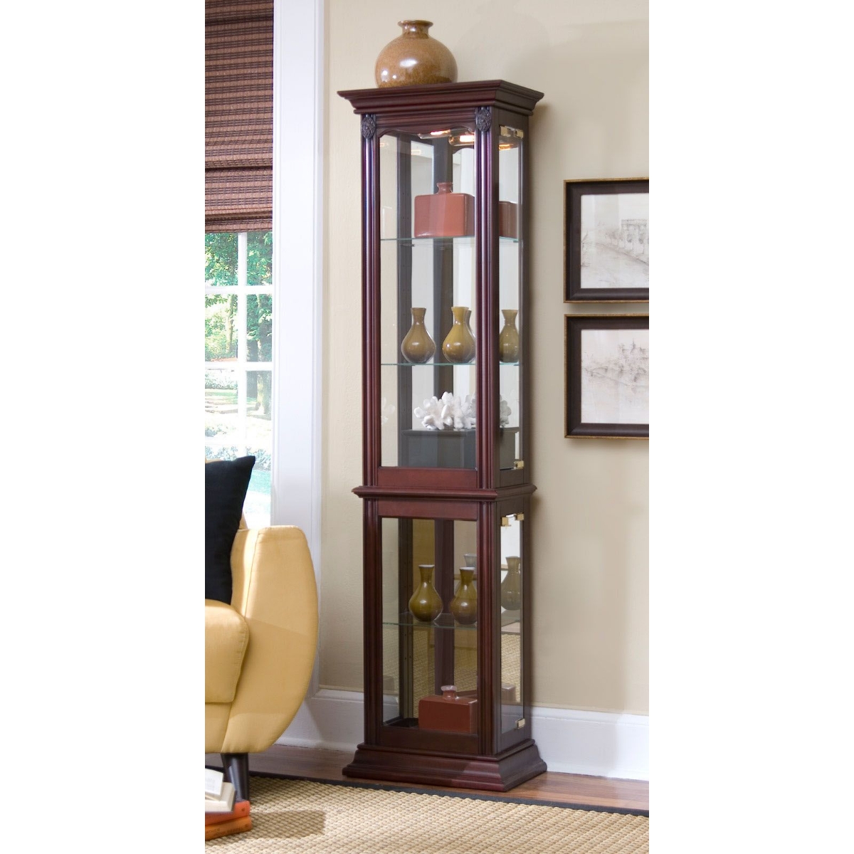 Picture of Cherry Finish Curio Cabinet