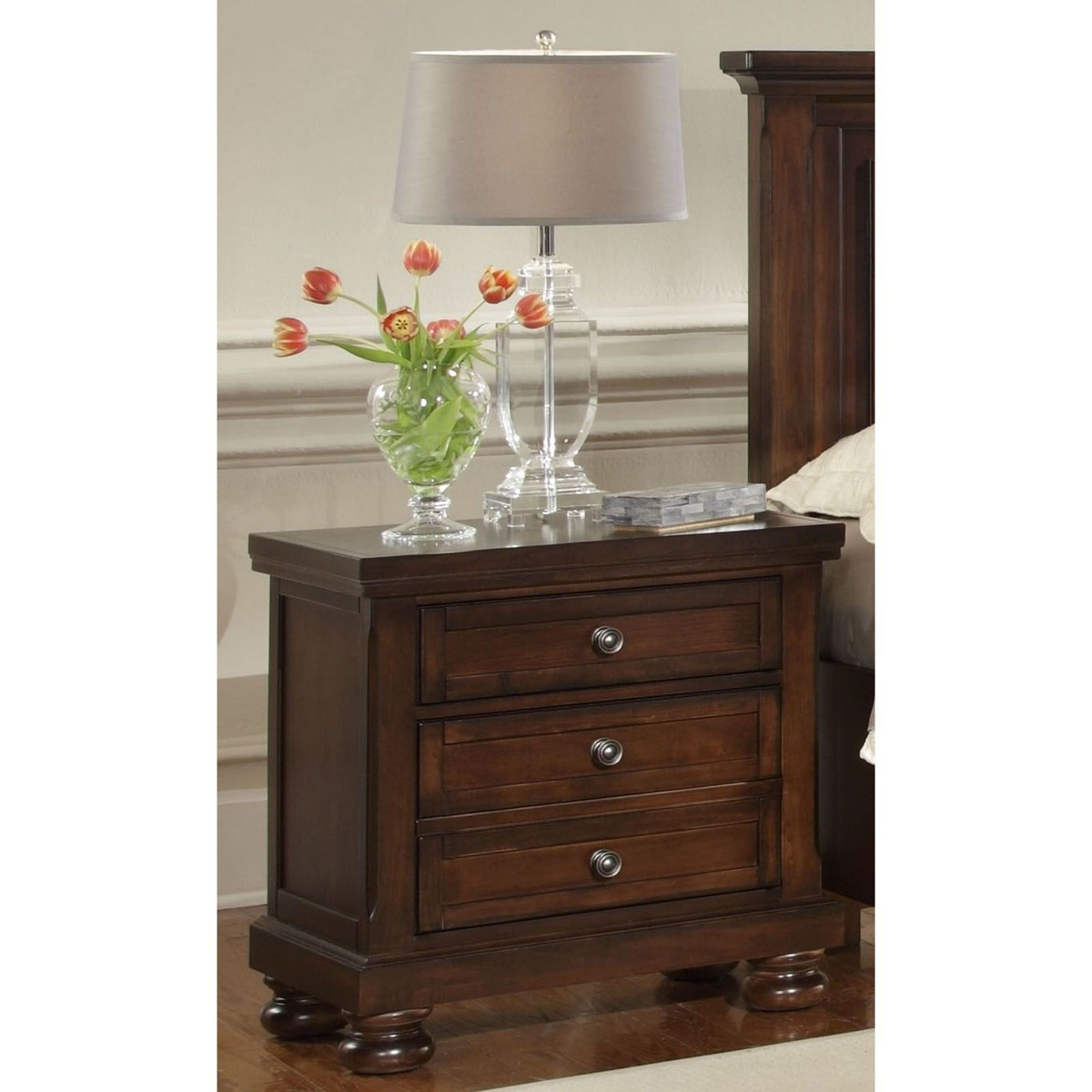 Picture of Dark Cherry Finish Nightstand