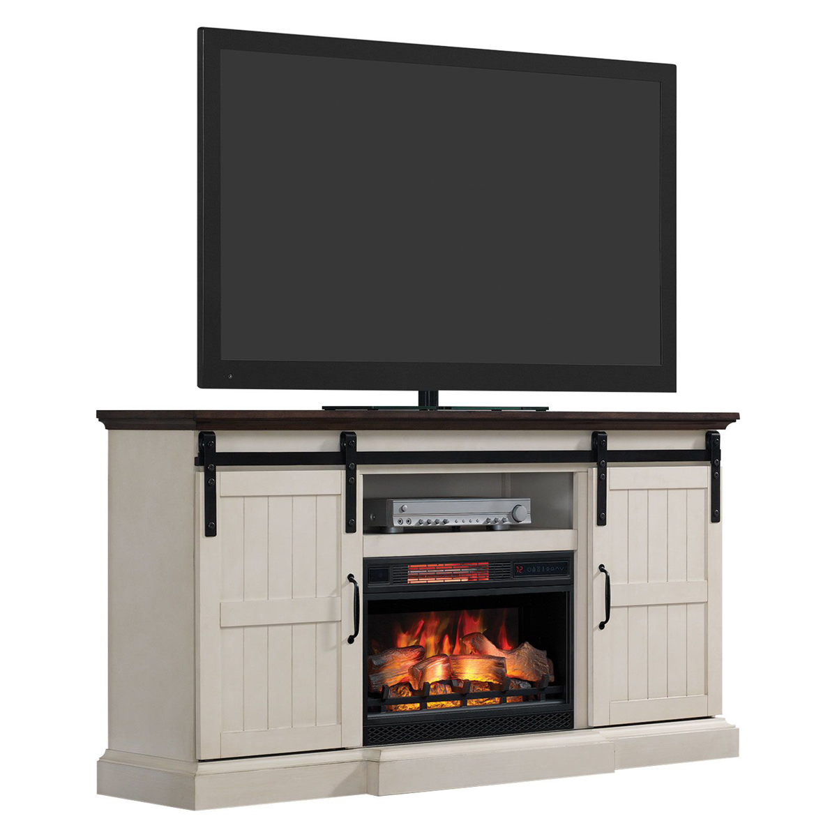 Picture of Barn Door Media Mantel & Electric Fireplace 