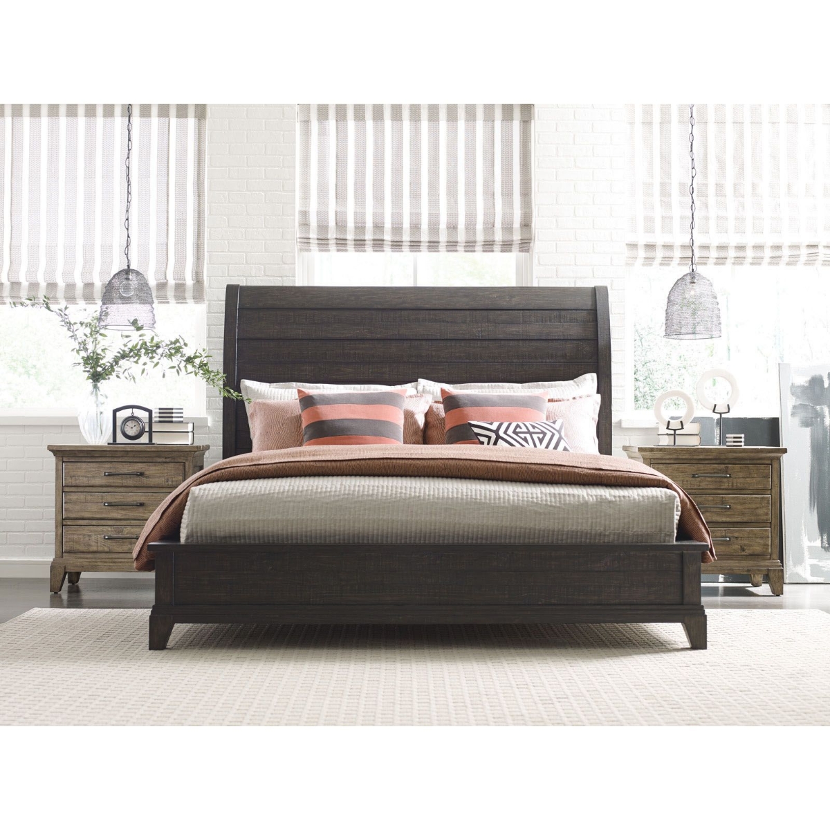 Picture of Plank Road Charcoal Finish King Sleigh Bed