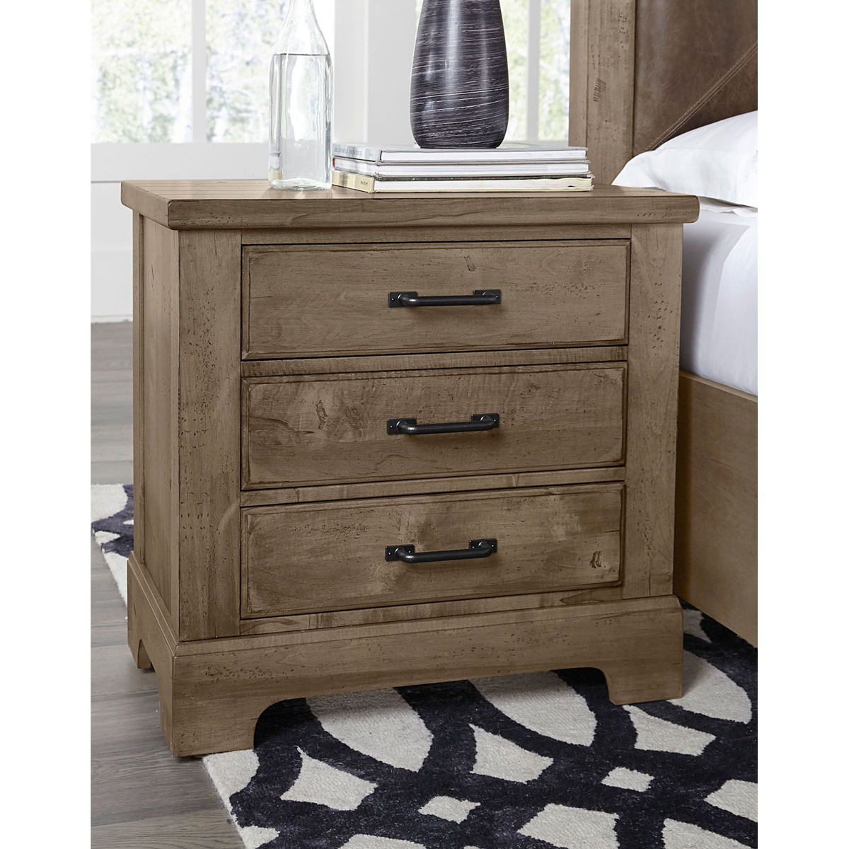 Picture of Cool Rustic Three Drawer Nightstand