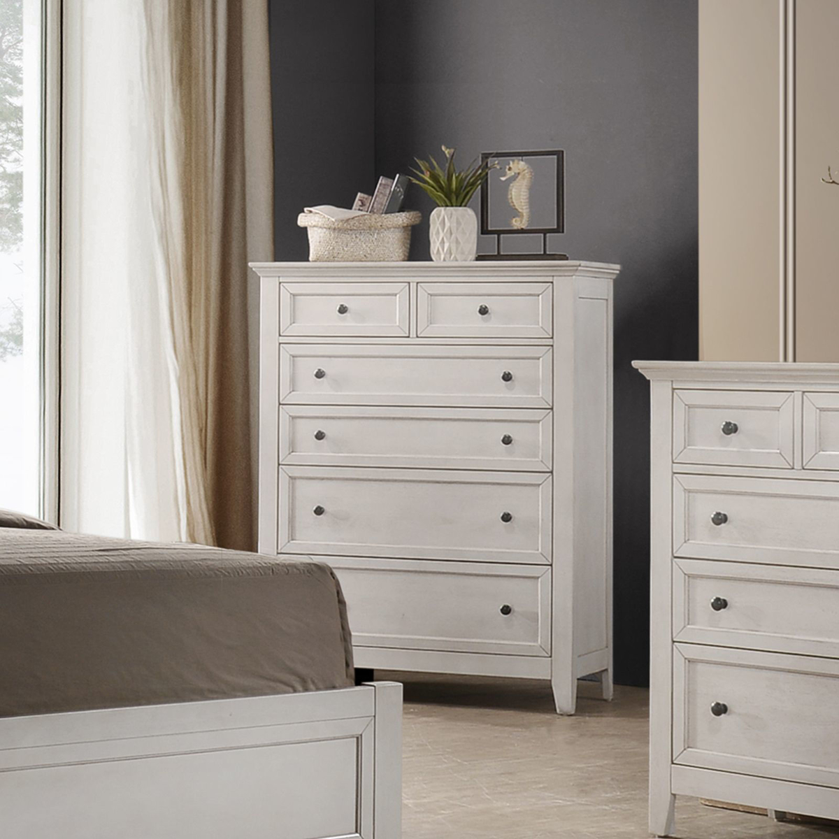 Picture of San Mateo Rustic White 6-Drawer Chest