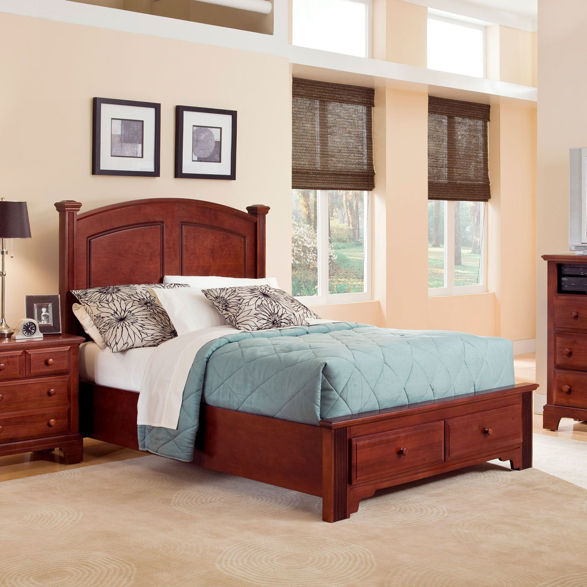 Picture of Cherry Finish Full Storage Bed