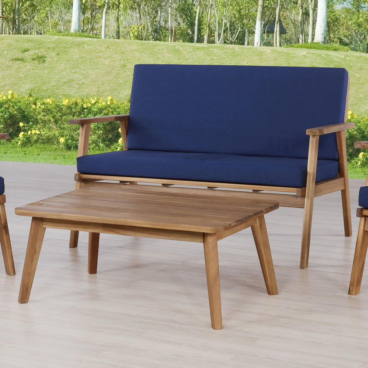 Picture of Cosgrove Navy Outdoor Bench & Coffee Table