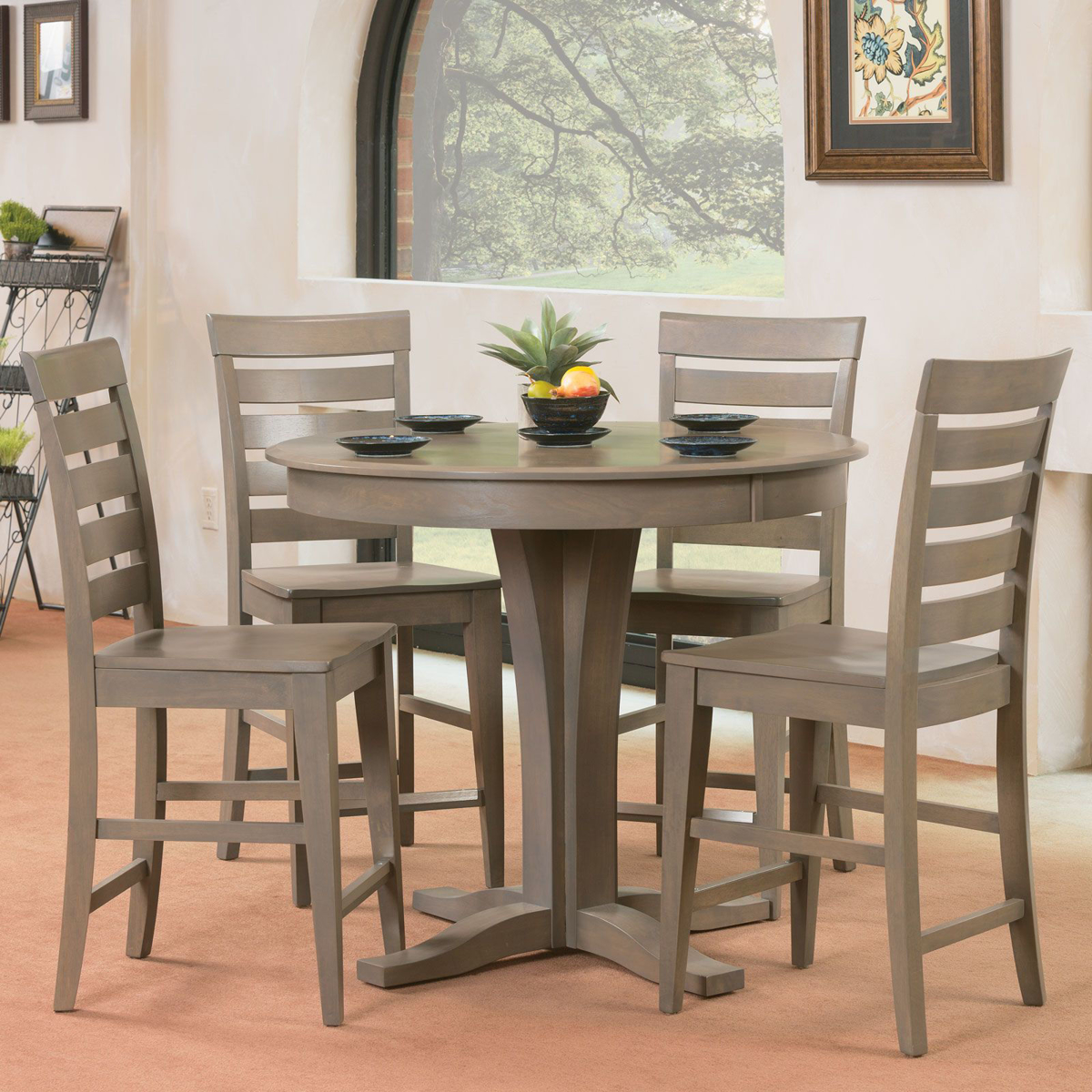 Picture of Weathered Gray Pub Table and 4 Stools