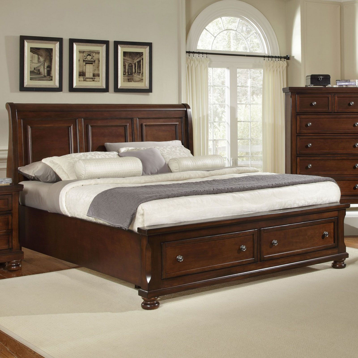 Picture of Dark Cherry Finish Queen Bed