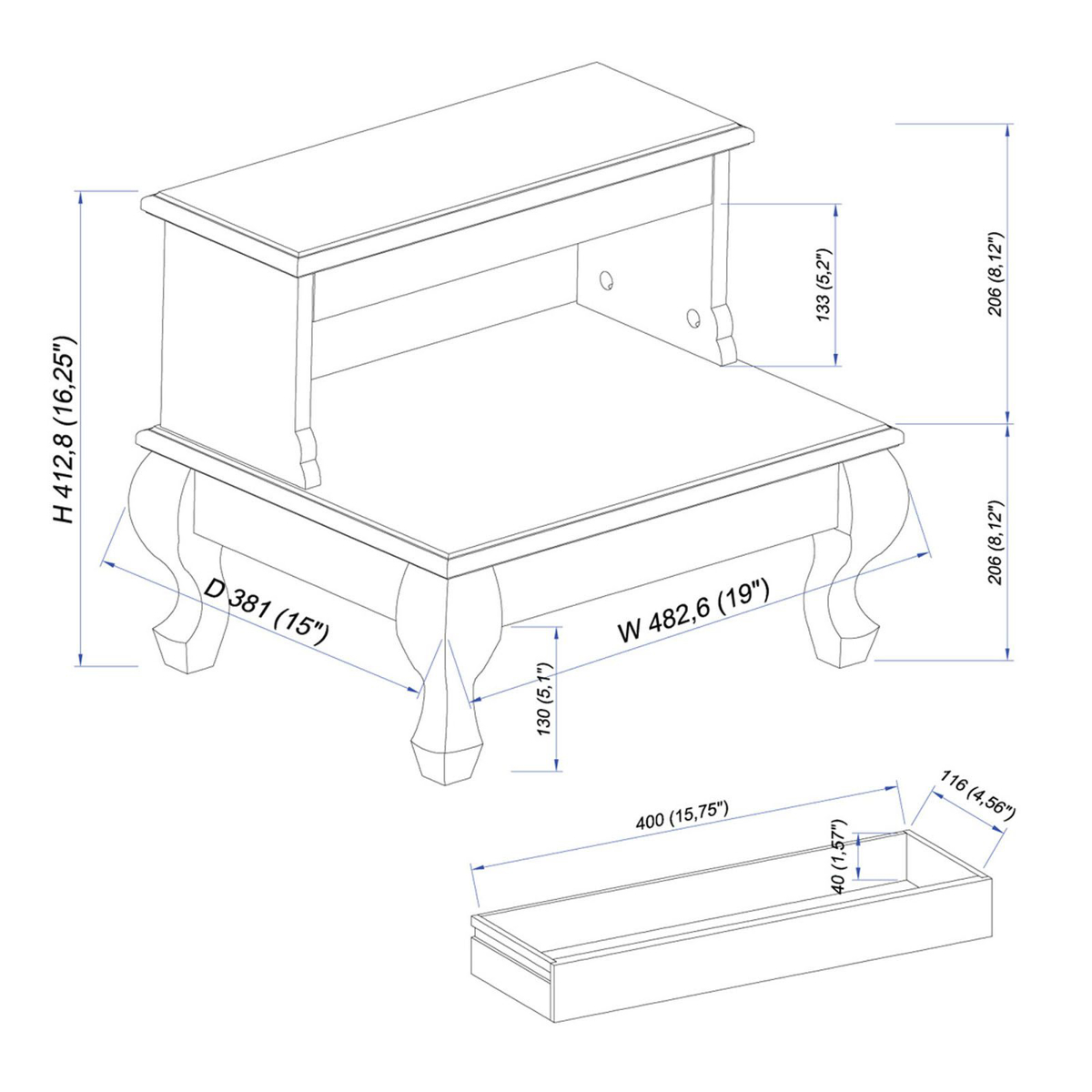 Picture of Cherry Finish Bed Steps