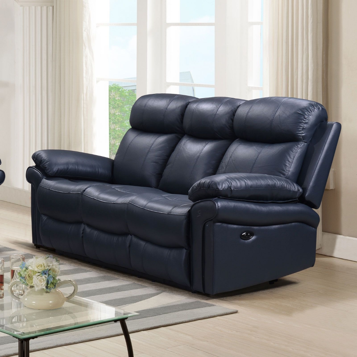 Picture of Joplin Blue Leather Power Recliner Sofa