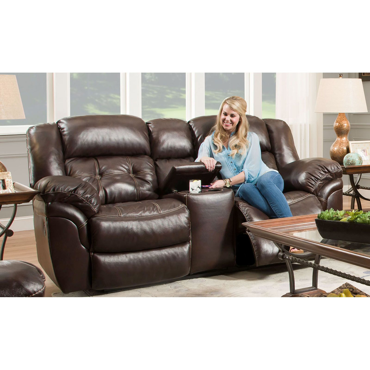 Picture of Whiskey Leather Recliner Love Seat