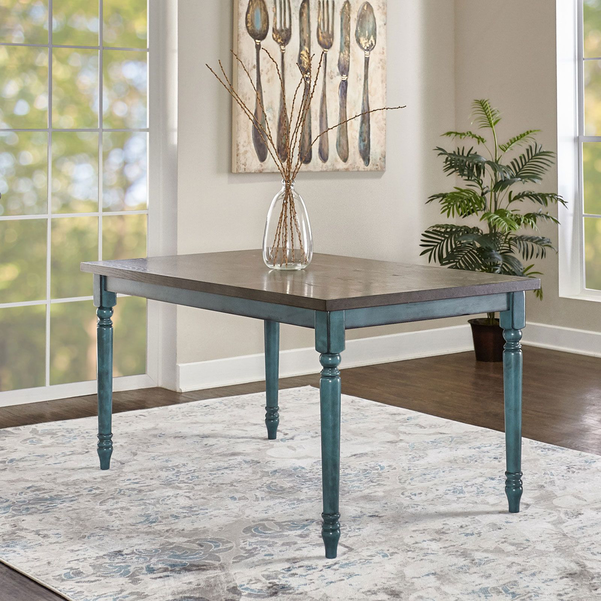 Picture of Teal and Smoke Finish Table