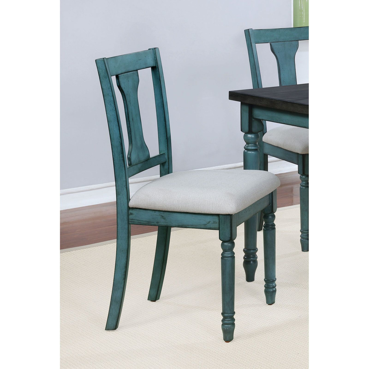 Picture of Teal and Smoke Finish Side Chair