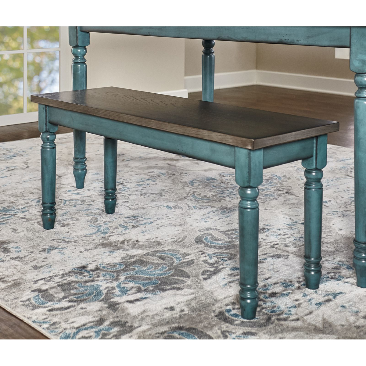 Picture of Teal and Smoke Finish Bench 