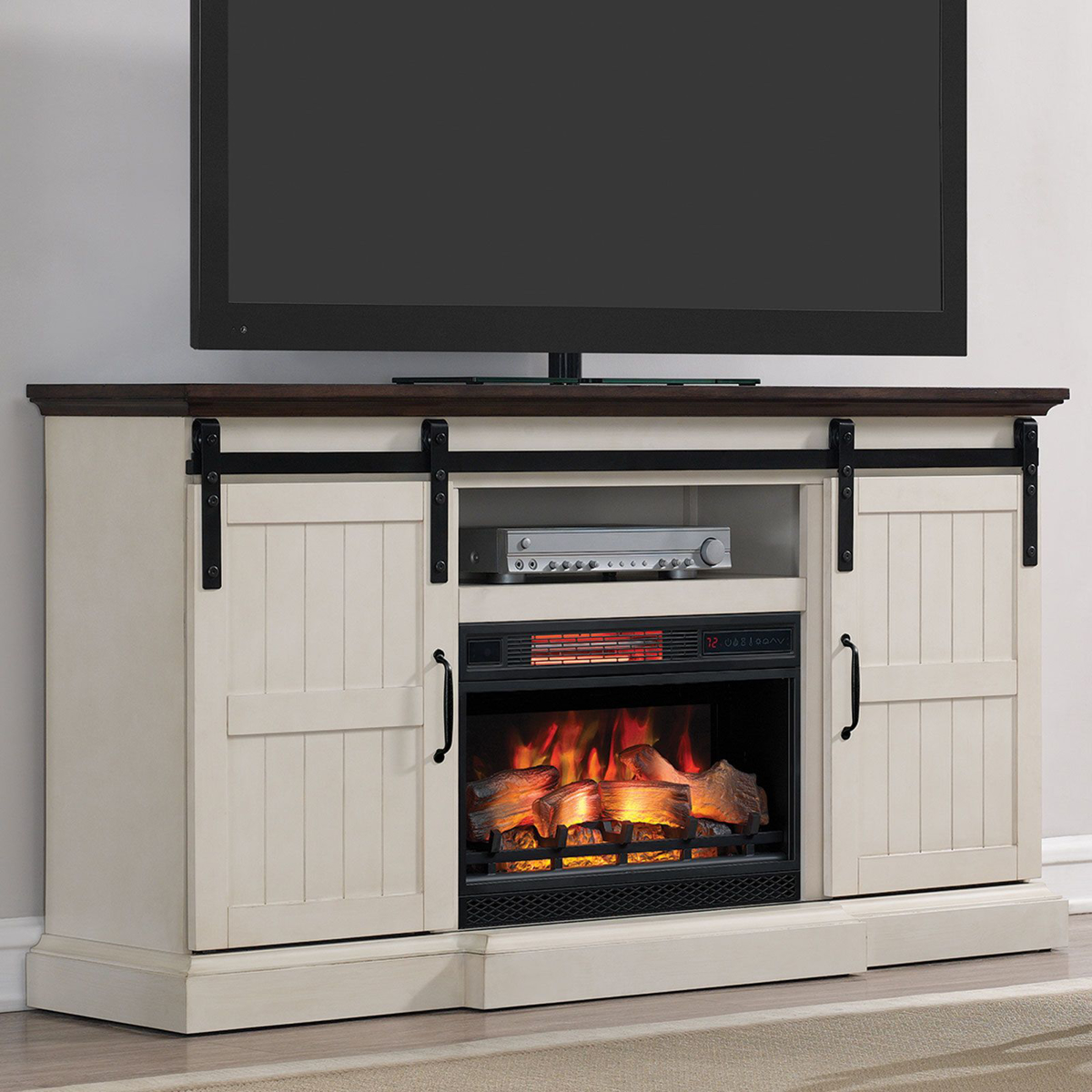 Picture of Barn Door Media Mantel & Electric Fireplace 