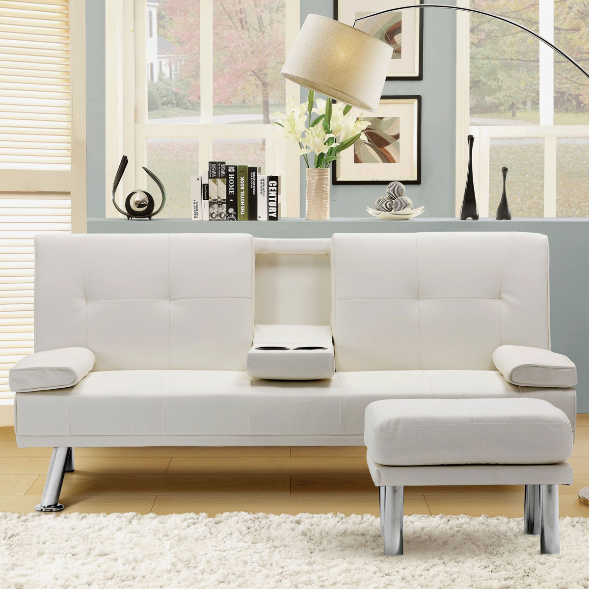 Picture of White Futon with Ottoman