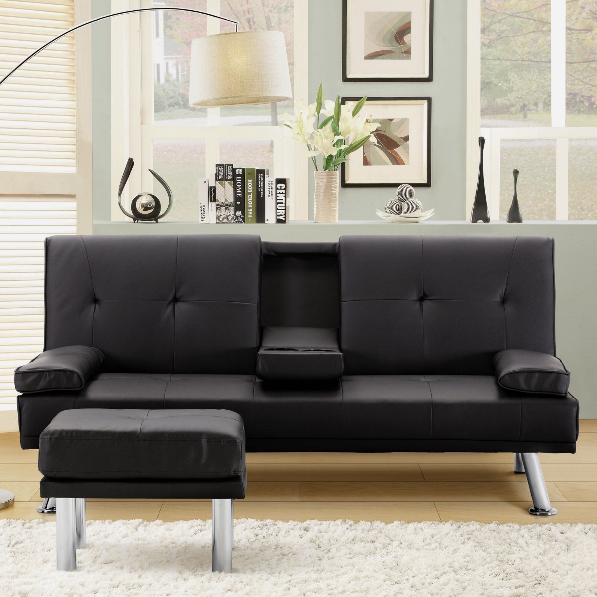 Picture of Black Futon with Ottoman