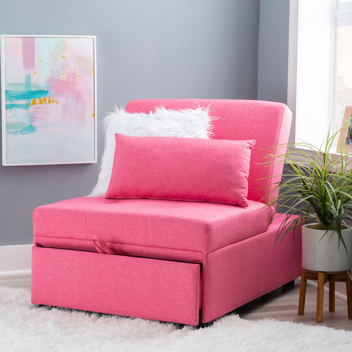 Picture of The Dozer Pink Chair Bed