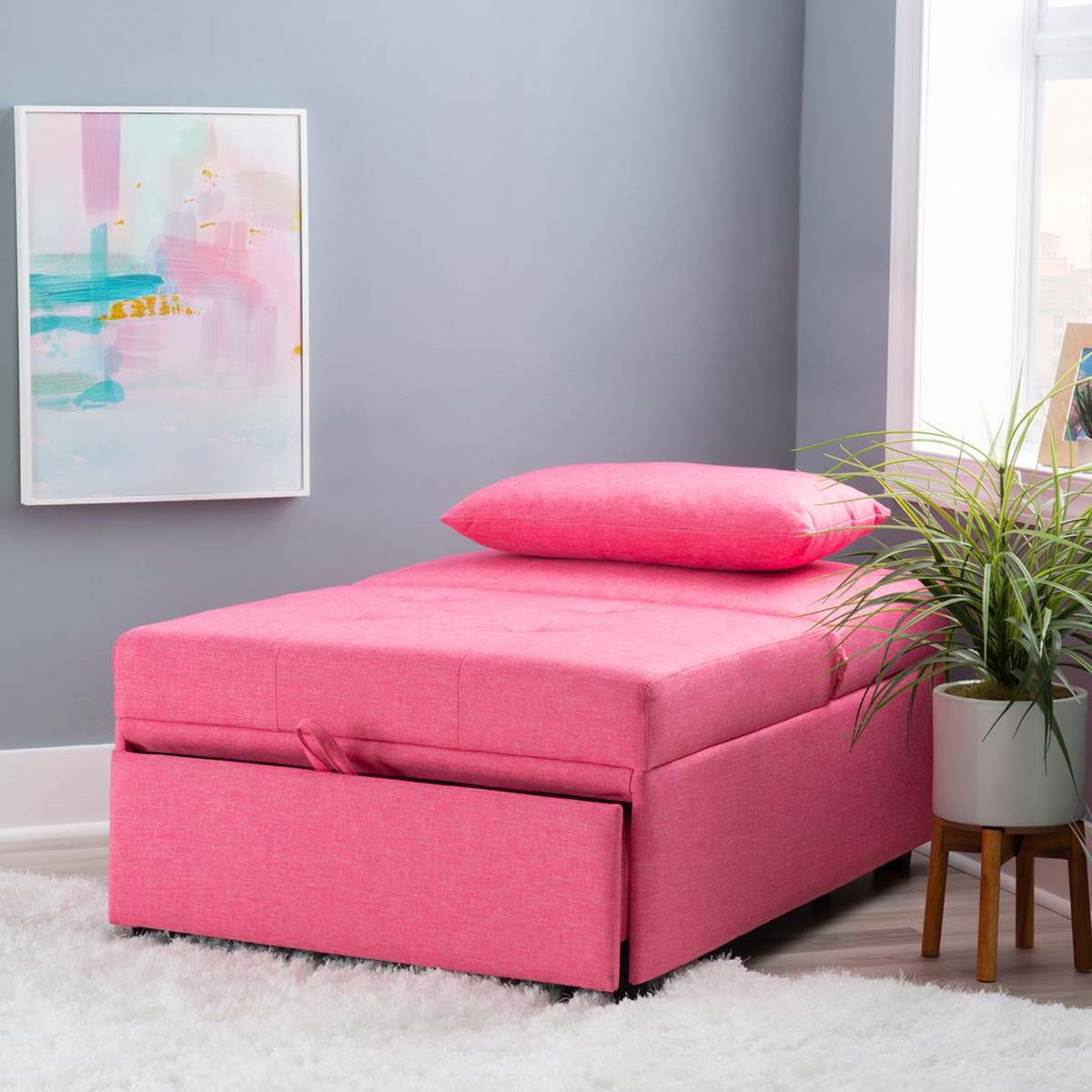 Picture of The Dozer Pink Chair Bed