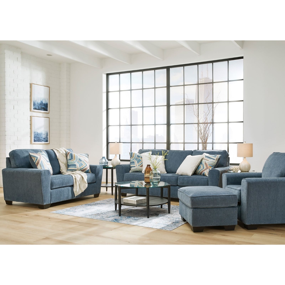 Picture of Cashton Blue Stationary Loveseat